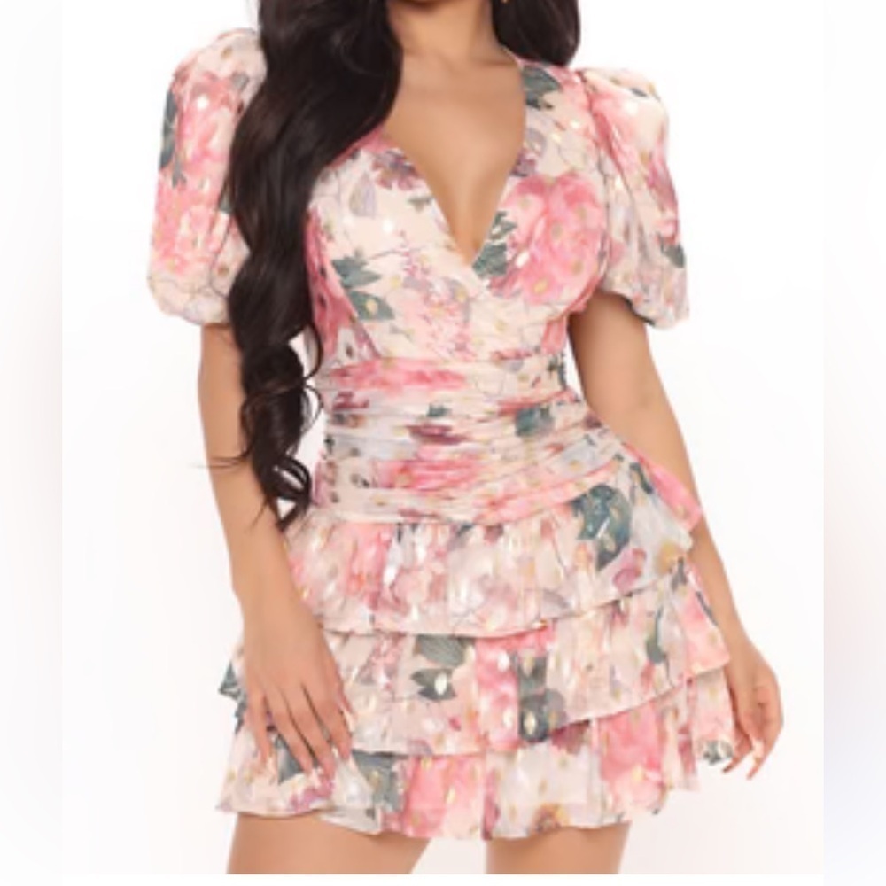 Fashion nova dress Women Who Brunch Floral Mini
Dress - XS floral metallic